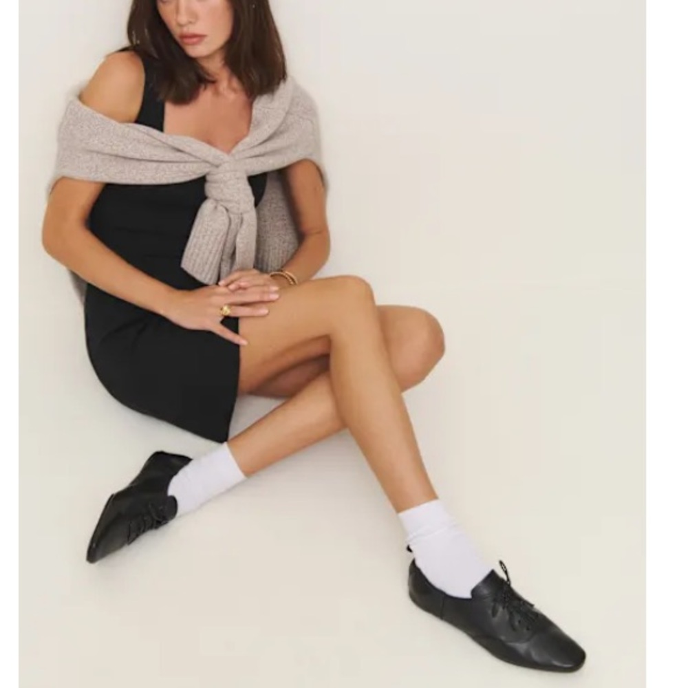 Reformation Marie Lace-up Oxford Black - Size 7